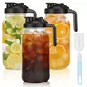 64oz Wide Mouth Cylindrical Leakproof Glass Mason Jar with Lid - Kitchen Gadget Canister, Food Storage Container, Cold Storage Countertop Jar with Dual Scales, Easy-to-Clean for Family Kitchen Beverage Prep