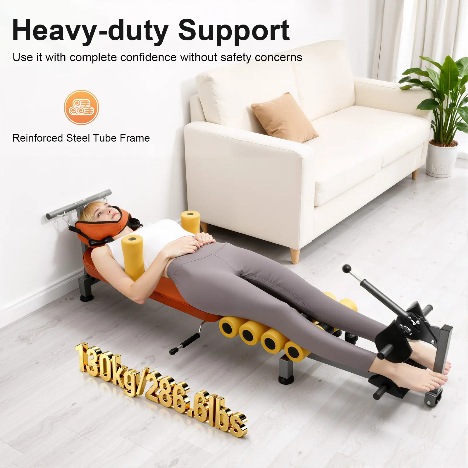 Modern Steel Back Stretch Bench - Adjustable Abdominal Muscle Trainer for Spinal Decompression, Pain Relief, Home Gym Flexibility Training, 286 lbs Capacity