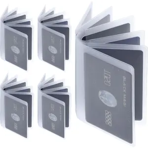 5 Packs Wallet Insert Plastic, Clear Debit Card , Photo Card Holder Wallet Inserts Clear Plastic Vinyl Picture and Cards Holder for Bifold or Trifold(12 Pages)