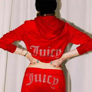 2026 Fashion Hot Diamond Korean Fleece Sports and Leisure Suit Two-piece Set Red Suit Novice Ladies the rookie tracksuit