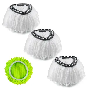 Mop Replacement Heads Microfiber O Ceda Spin Mop Refill Compatible with Spinning Mop, Easywring Mop Replace Head, White, 3 Packs+1mop cover