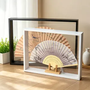 Large Craft Display Box, Dual-Sided Acrylic Transparent, Hollow 4-Compartment, Gift Choice, Souvenir Showcase, DIY Display Frame