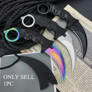 CS Survival Fixed Blade Knife with Sheath High Hardness 5Cr13Mov Steel Blade  ABS Handle EDC Carry Multi-Purpose Adventure Tool Claw Knife Outdoor Survival Knife