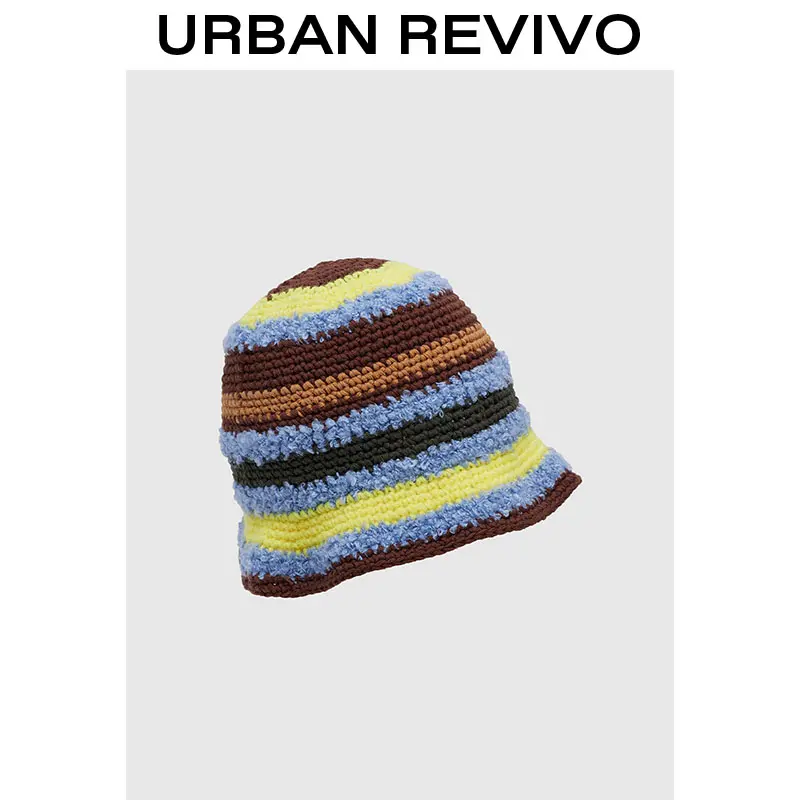 URBAN REVIVO Striped Wool Knit Beanie UAYA50014 - Soft Lightweight, Warm Hat for Daily Wear, Soft Lightweight Beanie, Warm Beanie Hat