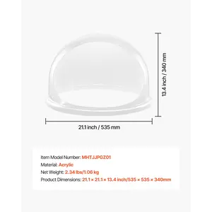 VEVOR Cotton Candy Machine Cover, Transparent Acrylic Dome Bubble Shield, Cotton Candy Machine Bubble Shield Compatible with 20.5in Cottons Candies Machines Bowl for Party, Shops, Bottom Groove Design