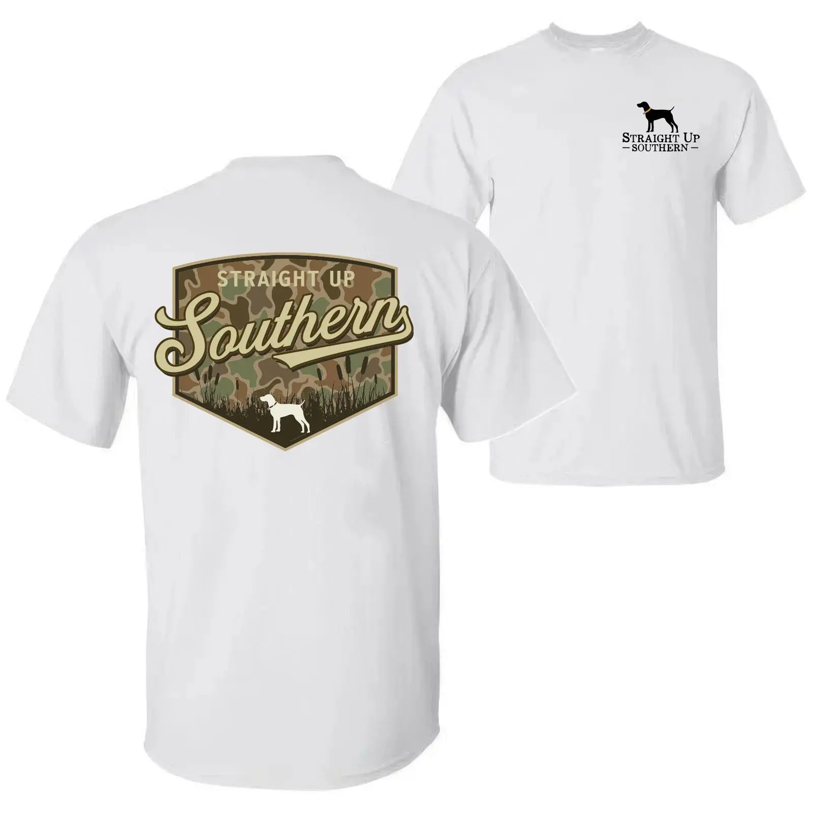 Southern Camo Badge Shirt Straight Up Southern Graphic Tee Rustic Hunting Style T-Shirt Hoodie Sweatshirt Country Outdoor Apparel