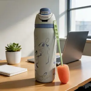 32oz Stainless Steel Vacuum Insulated Thermos Cup, Flip Top Leak-Proof Travel Mug, Long Lasting Insulation Water Bottle, Multi-Color Reusable Drinkware for Home Office Outdoor, Suitable for Adults and Children Great Gift Choice