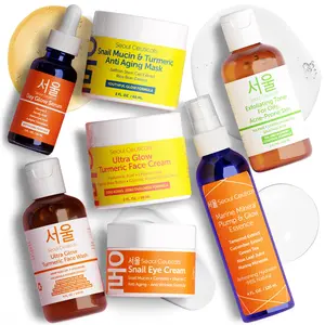 SeoulCeuticals Ultimate K Beauty Regimen Bundle - Anti Aging Skincare Kit Full Routine for Face With Wash, Essence, Toner, Serum, Mask, Eye Cream With Turmeric, Vitamin C, Hyaluronic Acid, 97.5% Snail Mucin, Brightening, Moisturizing, Exfoliating