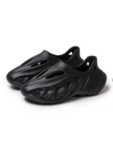 Future-Style Hollow-Out Integrated Hole Shoes, Cyberpunk Mecha Texture Slip-On Sandals, Lightweight Eva Foam Material, Summer Beach Pool Streetwear, Breathable