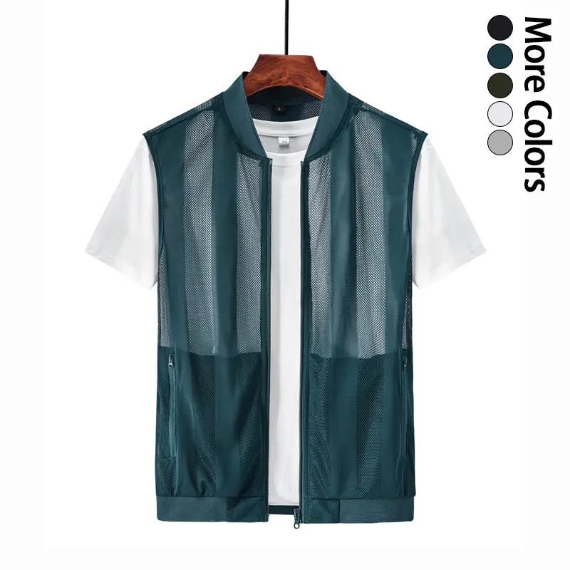 Men's Light Mesh Cool Waistcoat - Lightweight, Breathable Menswear Top, Summer Outdoor Fishing & Casual Wear, Layerable, Single Piece (No Short Sleeves)