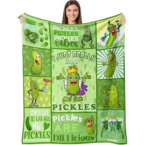 Aipon Pickle Blanket Gifts for Pickle Lovers, Funny Food Cucumber Blankets , Green Soft Cozy Lightweight Throw Blanket Essential for home and travel.