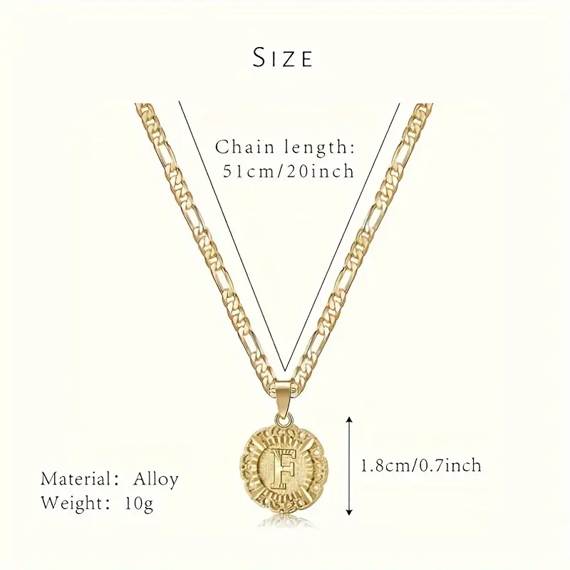 Round 14K Gold-plated 26 Initials Necklace Pendant For Men And Women Retro Fashion Accessories Daily Matching Birthday Gift chain name plate paper clip Sterling Silver Cross tiara Elegant Rose Bear saturn kevin