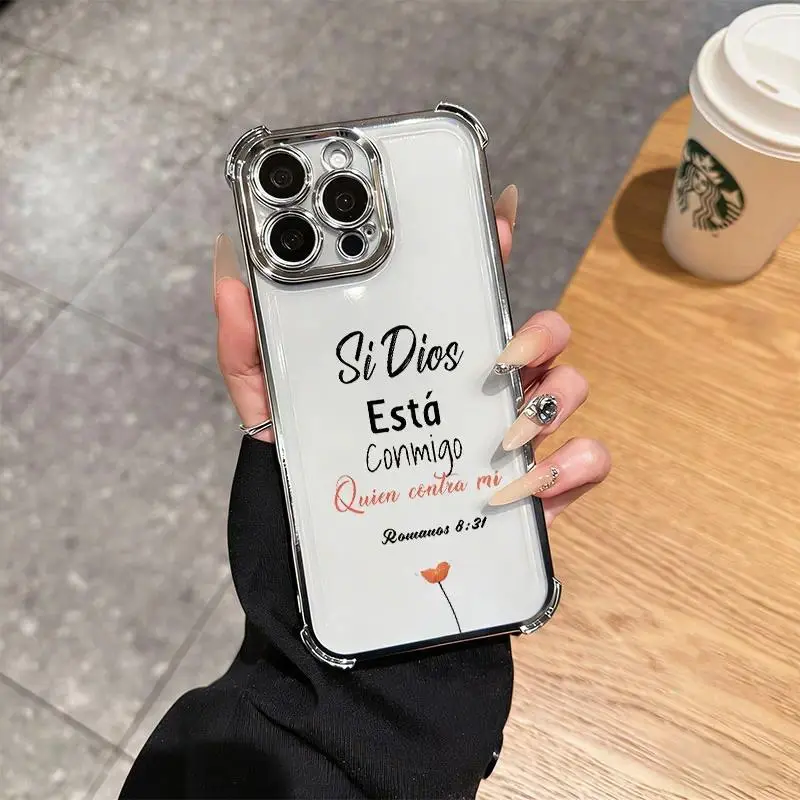 Romans 8:31 iPhone Samsung phone case, four corner airbag anti fall, faith and personality phone protective case, suitable for iPhone 17 Air 16 Pro Max 15 14 Plus 13 12 11 XR XS Samsung Galaxy S26 Ultra S25 S24 S23 S22 Christ phone case.