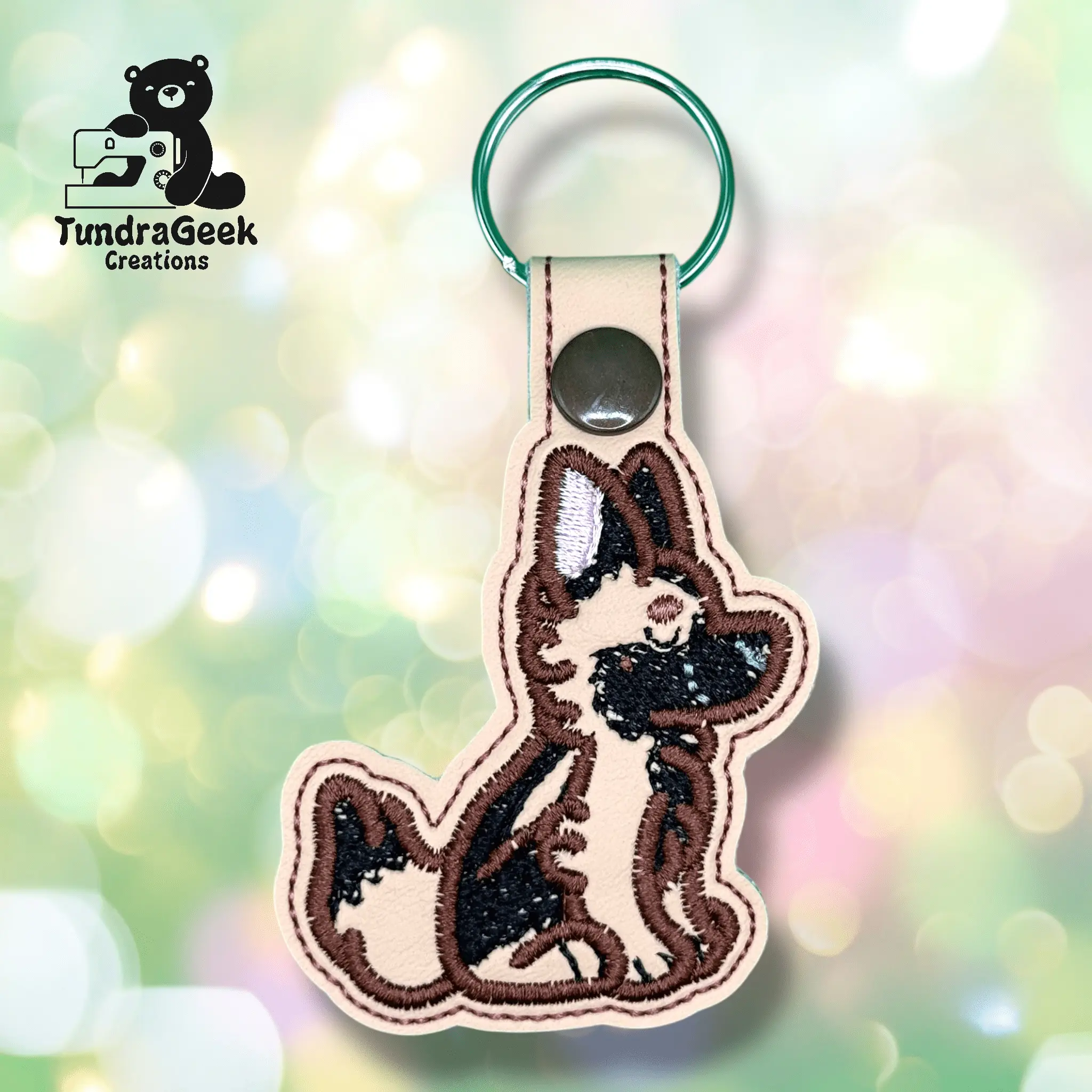 German Shepherd Embroidered Vinyl Keychain