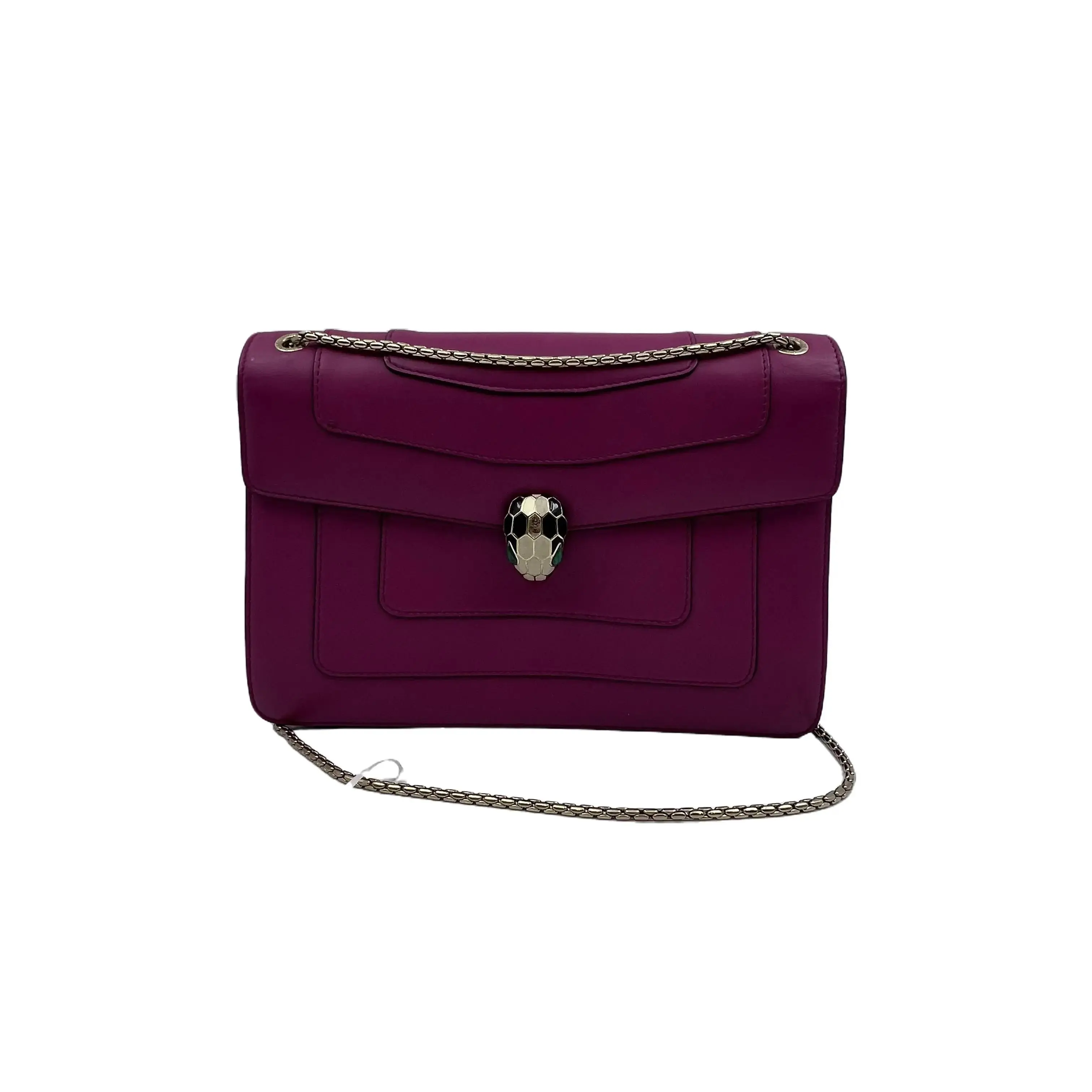 Pre-owned Bvlgari H5 Serpenti Forever Large Pink Snake Head Leather Shoulder Bag hz45580, Shoulder Bags