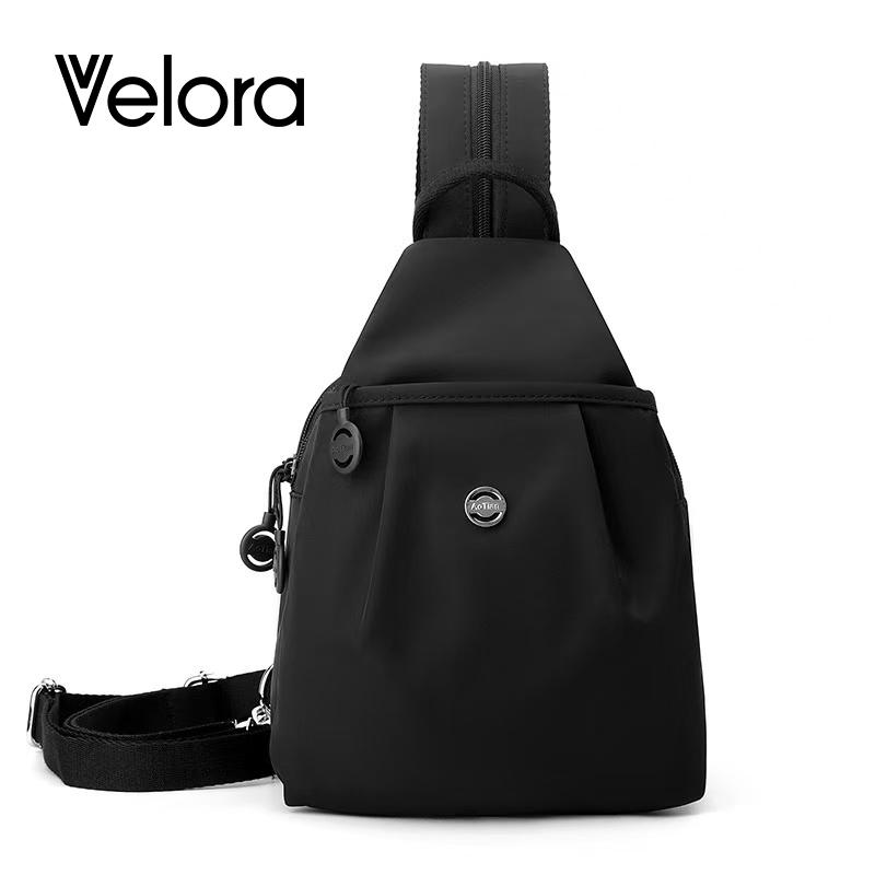 Velora Fashion Oxford Cloth Casual Backpack Messenger Bag Chest Bag with Side Pouch Adjustable Strap Zipper Pocket Inner Patch Pocket 30x21x14cm