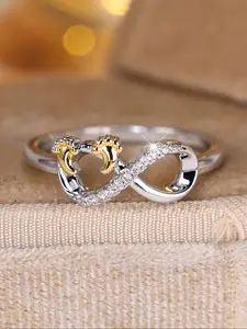 Female White Zirconia Stone Footprint Infinity Vintage Wedding Engagement Jewelry For Women Zirconia Inlaid Heart Wedding Promise Rings Teardrop Bridal Rings