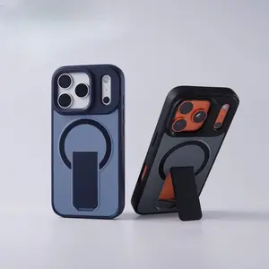 Limited Time Deal Invisible Folding Bracket iPhone Case, Solid Color Matte Shockproof Cover, Minimalist Trendy Aesthetic, Fingerprint Resistant Anti-Scratch Anti-Drop Slim Protective Case for iPhone 17 16 15 14 13 12 Pro Max Plus