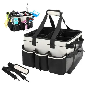 Bocaoying Large Cleaning Caddy Bag, Detailing Bag Car Organizer Caddy with Multi Pockets, Wearable Cleaning Supply Trunk Organizer Buckets for Car Accessories, Cleaners BOCAOYING