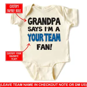 (Leave Your Favorite Team Name in Checkout Note or DM Us ) Custom Name Sport Team, Personalized Grandpa, Grandma, Daddy, Mommy, Auntie, Uncle Favorite  Sport Team Baby Onesie – Soft, Stylish & Perfect for Everyday Wear