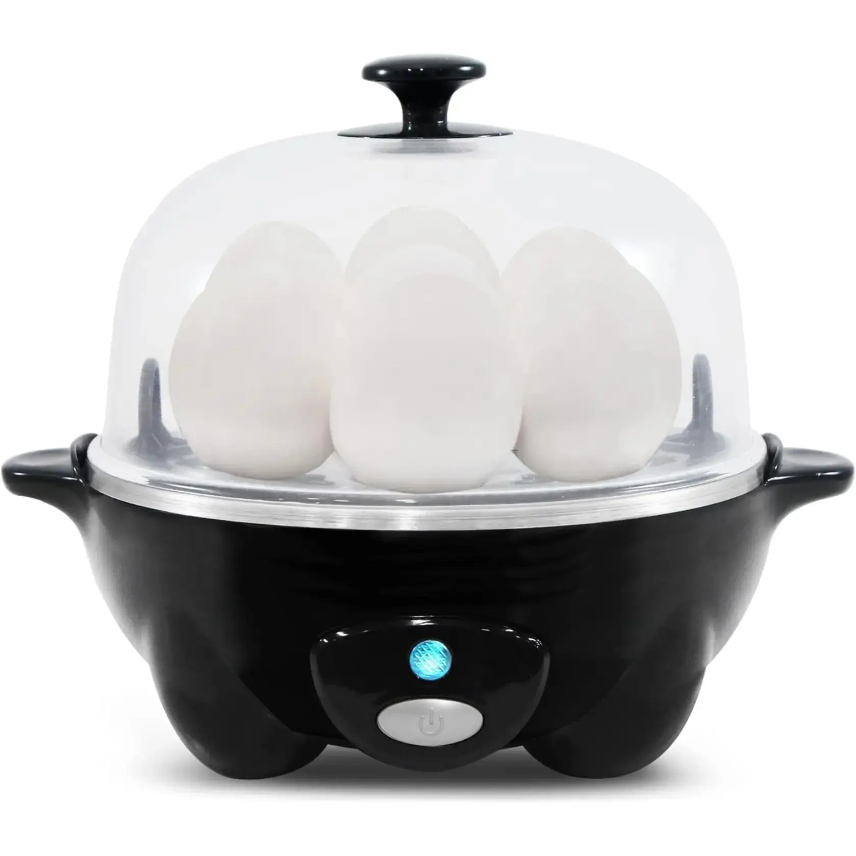 Rapid Egg Cooker with 16-Recipe Booklet, 7 Easy-To-Peel Hard, Medium, Soft Boiled Eggs, Auto Shut-Off, Alarm, Black Kitchen Utensils