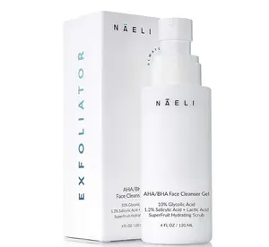 AHA/BHA Exfoliating Face Wash - 10% Glycolic Acid & Salicylic Acid Cleanser, Anti Aging Acne & Wrinkle Reducing Facial Exfoliant, Pore Minimizer & Brightening Scrub - Vegan & Cruelty Free, 4 oz