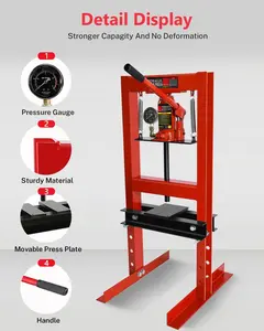 6 Ton Hydraulic Shop Press with Pressure Gauge, Heavy-Duty H-Frame Garage Press with Adjustable Worktable & Stamping Plates – Ideal for Metal Bending, Straightening, Bearing & U-Joint Installation, Fl