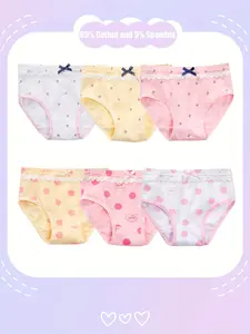 6-Pack Baby & Kids Underwear Breathable Girls' Cotton Briefs with Polka Dot and Cherry Print for Toddlers Soft Assorted Girls' Undies 95% Cotton 5% Spandex