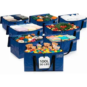 Heavy Duty Moving Bags - Water Resistant Storage Bags or Storage Bins with Lids and Moving Supplies - Large Moving Boxes for College Dorm, Travel, Closet Organization - 6 Pack