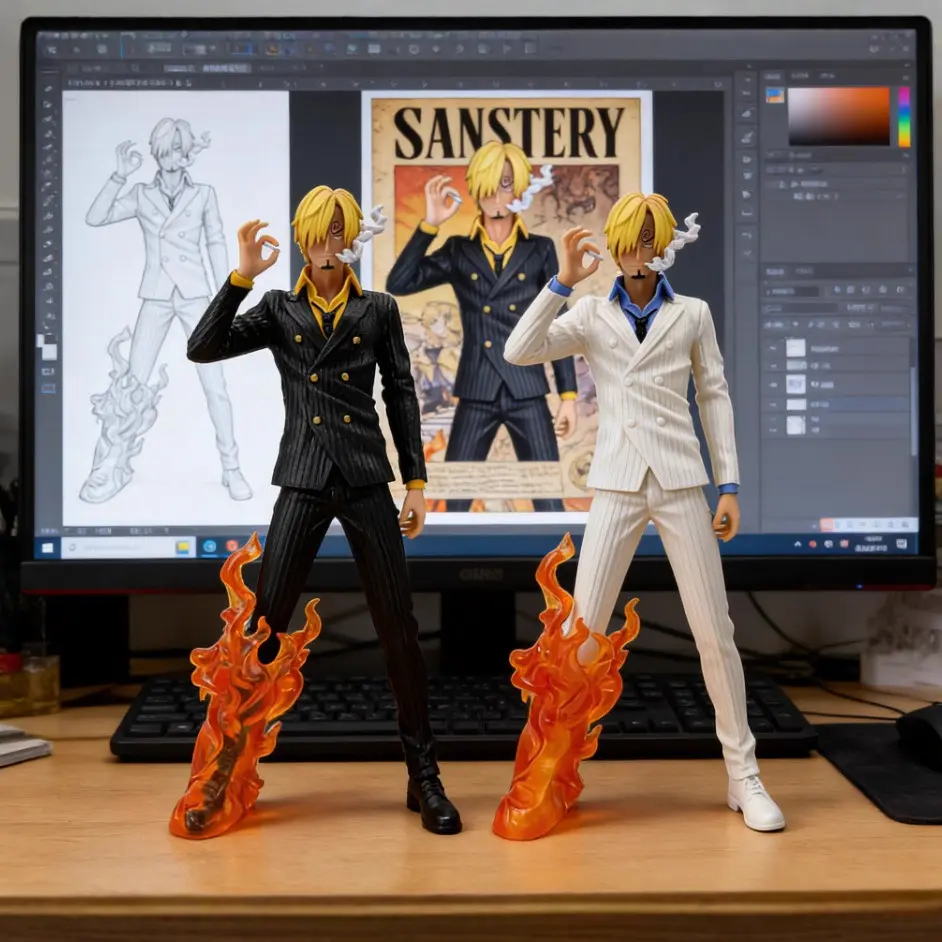 Anime figure, dreamlike Sanji (black and white), Vinsmoke, Sanji figure, desktop toy, ornament no box