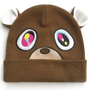 Bear Knitted Wool Hat Warm Brown Bear Hat Autumn and Winter Warm Style