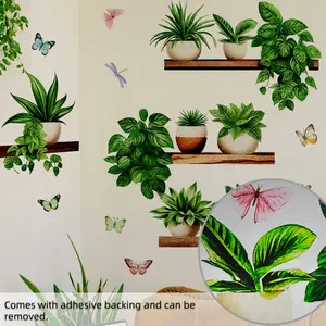 Set of 2 Pcs Wall Stickers (30x60 Cm), Adhesive Stickers, Wall Art Stickers, Decorative Plant Design for Bedroom Living Room Bathroom Background Walls, M16614