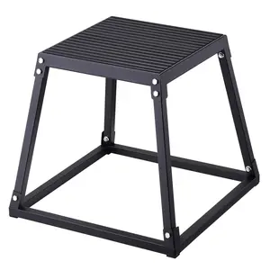 VEVOR Plyometric Jump Box, TikTokShopBlackFriday, 18 Inch Plyo Box, Steel Plyometric Platform and Jumping Agility Box, Anti-Slip Fitness Exercise Step Up Box for Home Gym Training, Conditioning Strength Training, Black