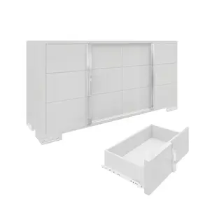 [SummerVibes]AMERLIFE 5/6 Drawers Dressers with Silver Grooved Handles, Modern Storage Chest of Drawers with Wide Tabletop, for Bedroom/Dressing Room/Living Room,Best Gift Ideas/Christmas Gifts