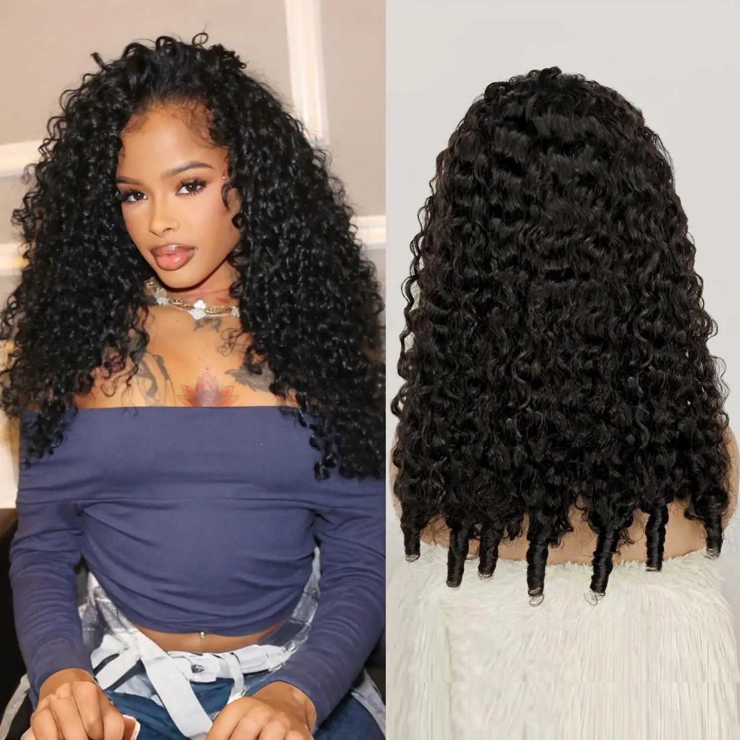 3 Mins Lazy Girl Wig Burmese Curly Human Hair 3-in-1 Headband Wig Glueless Half Wig with Drawstring Clip ins for Black Women #SummerWins #DealsForYouDays