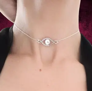 Silver Evil Eye Choker Necklace
