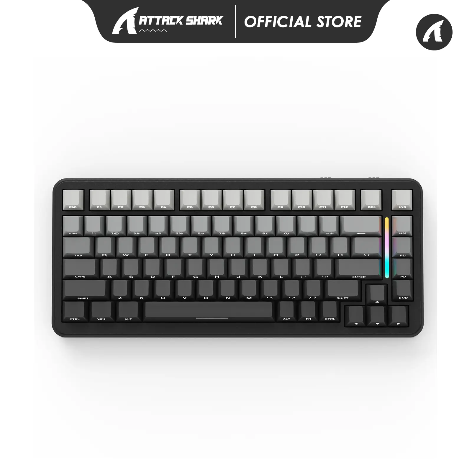 ATTACK SHARK M86 Wireless Mechanical Keyboard, 75% Layout Gasket Custom Structure,Hot Swappable,RGB Backlit,Pre-lubed Switches,Side Printed PBT Keycaps,Tri-Mode BT5.0/2.4GHz/USB-C Keyboard for Win/Mac