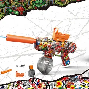 Graffiti Electric Water Gun for Kids, Automatic Continuous Fire Water Blaster with Large Capacity Drum Magazine, Long Range Squirt Gun Toy for Summer Outdoor Pool Beach Water Battle, Boys & Adults
