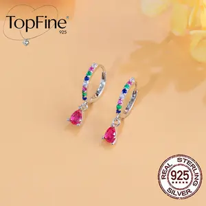 1 Pair of S925 Sterling Silver Women'S Fashion Hoop Earrings, Colorful Synthetic Zirconia, Classic Bohemian Water Drop Pendant Design, Mother'S Day, Valentine'S Day, Anniversary, Birthday, Summer Vacation Gift, Daily Wear, Special Occasions, All Seasons