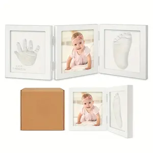 Baby Hand & Foot Print Frame, 1 Count DIY Baby Infant Hand & Foot Print Photo Frame with Clay, Photo Frame for Home Decor, Gift for Newborns, Baby Shower