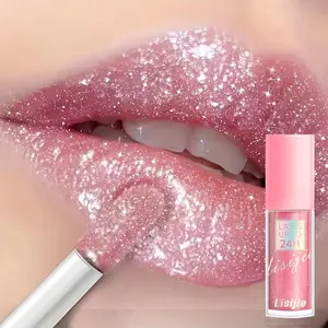 Pearlescent gel-like texture shiny lip gloss, light beige lustrous lip gloss non-drying lipstick, portable lipstick for daily dates and parties, long-lasting moisturizing pearlescent lip gloss, girlish birthday gift makeup, Shimmer lipgloss