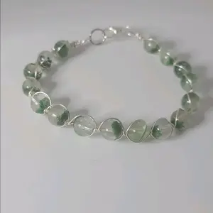 Green Phantom Garden Quartz Crystal Wire wrapped Bracelet