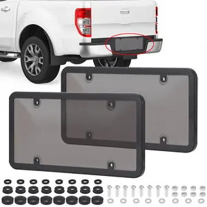 License Plate Protector 2PCS, Clear License Plate Cover & Frames, Rust-Proof Auto Car License Plate Covers and Frames Holder with Screws & Caps, Universal Tag Cover for License Plate (Black)