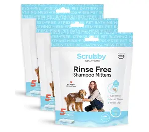 Scrubby Pet 15 Pack Rinse Free Pet Bath Mittens | No Rinse Dog & Cat Cleaning Wipes | Water Activated Shampoo Mitts