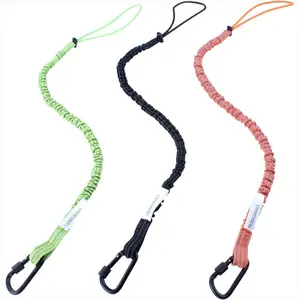 3 Pack Retractable Tool Lanyard, Safety Fall Protection Tools Leash with Aluminum Screw Lock Carabiner Clip and Adjustable Loop End, Tough Scaffold Tether for Construction Roofing (Black+Orange+Green)