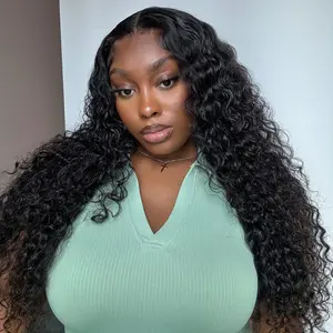 QTHAIR Affordable Water Wave 13x4 HD Transparent Lace Front Wig Pre Plucked Hairline Pre Bleached Tiny Knots Beginner Friendly Human Hair Wigs, Heat Resistant