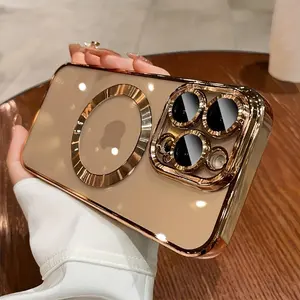 Luxury Magnetic Wireless Charging Transparent Protective Phone Case for iPhone 17 16 15 14 13 12 11 Pro Max, Ultra-Thin Soft Tpu Shockproof Casing Phone Cover Accessories Smartphone, Cellphone, Protection, Protector