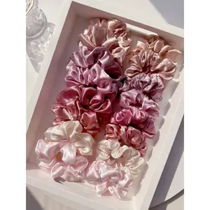 16pcs Elastic Satin Hair Scrunchies for Women, Solid Color Soft Hair Ties Non-Damaging, Versatile Casual Ponytail Holders for Daily Use, Cute Hair Accessories Christmas Gift for Her
