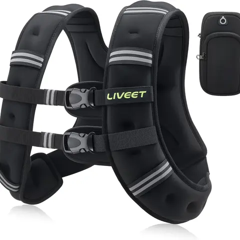 【Holiday Haul】 Liveet Weighted Vest for Women & Men - 5-30 lbs Adjustable Straps Reflective Strips for Walking Running Strength Training Cardio Workout Outdoor Hiking Muscle Exercise Equipment|Weighted Vest Benefits,OutdoorFun