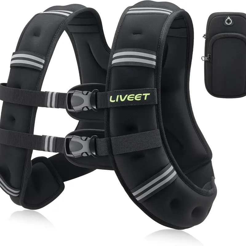 【Holiday Haul】 Liveet Weighted Vest for Women & Men - 5-30 lbs Adjustable Straps Reflective Strips for Walking Running Strength Training Cardio Workout Outdoor Hiking Muscle Exercise Equipment|Weighted Vest Benefits,OutdoorFun